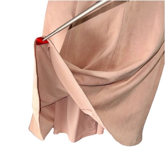 Calvin Klein 10 Pink Faux Suede Sheath Flare Dress Sleeveless Lined Preppy Boho - Picture 5 of 6